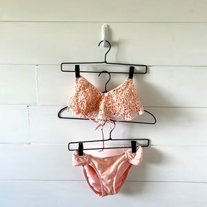 Rose print pink bikini